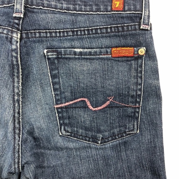 7 For All Mankind Sz 27 Pink Thread Bootcut Jeans - Picture 5 of 5